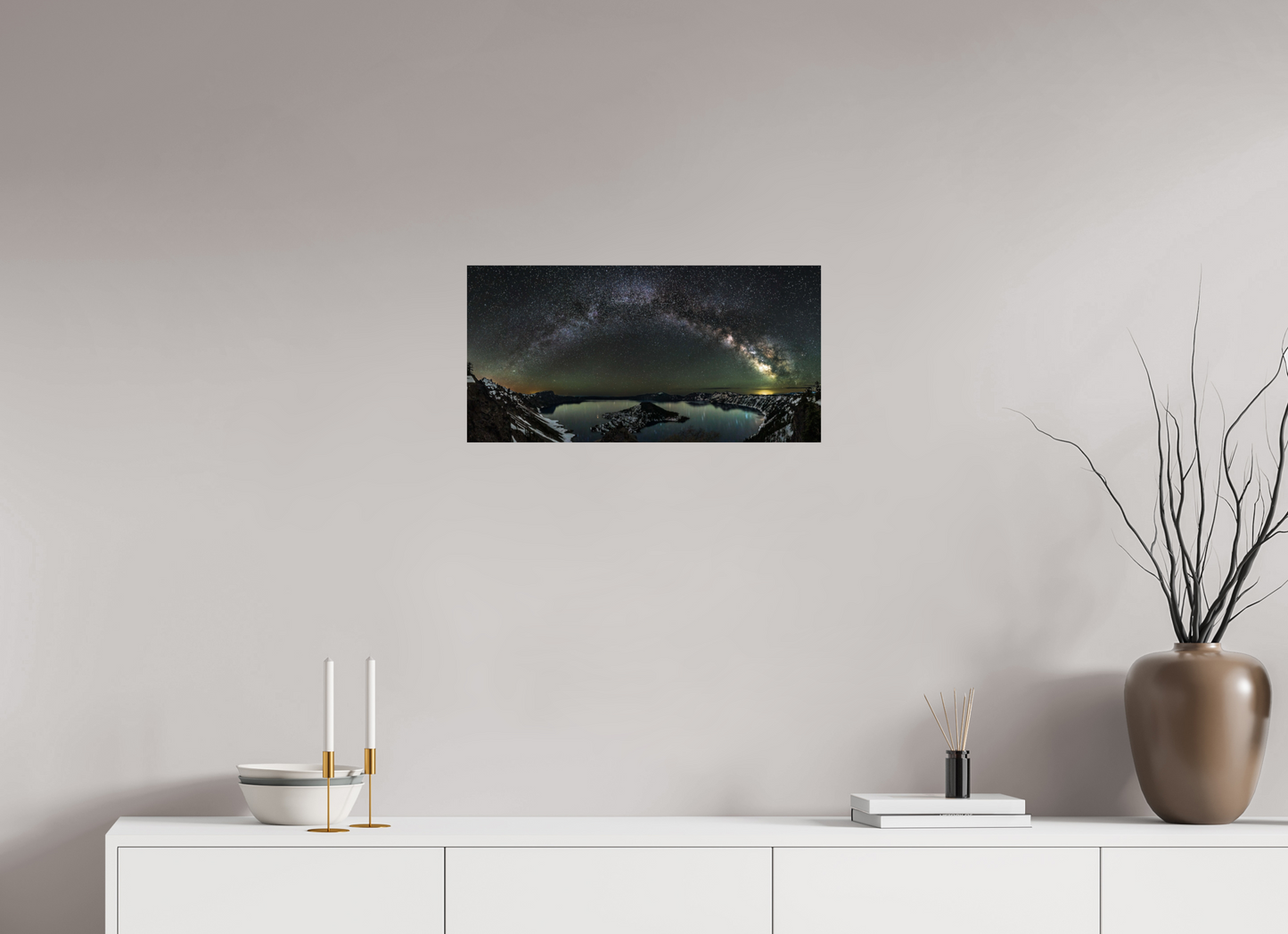 24 x 12″, Photo Print On Fuji Crystal DP II Milky Way Over Wizard Island – Crater Lake Night Panorama