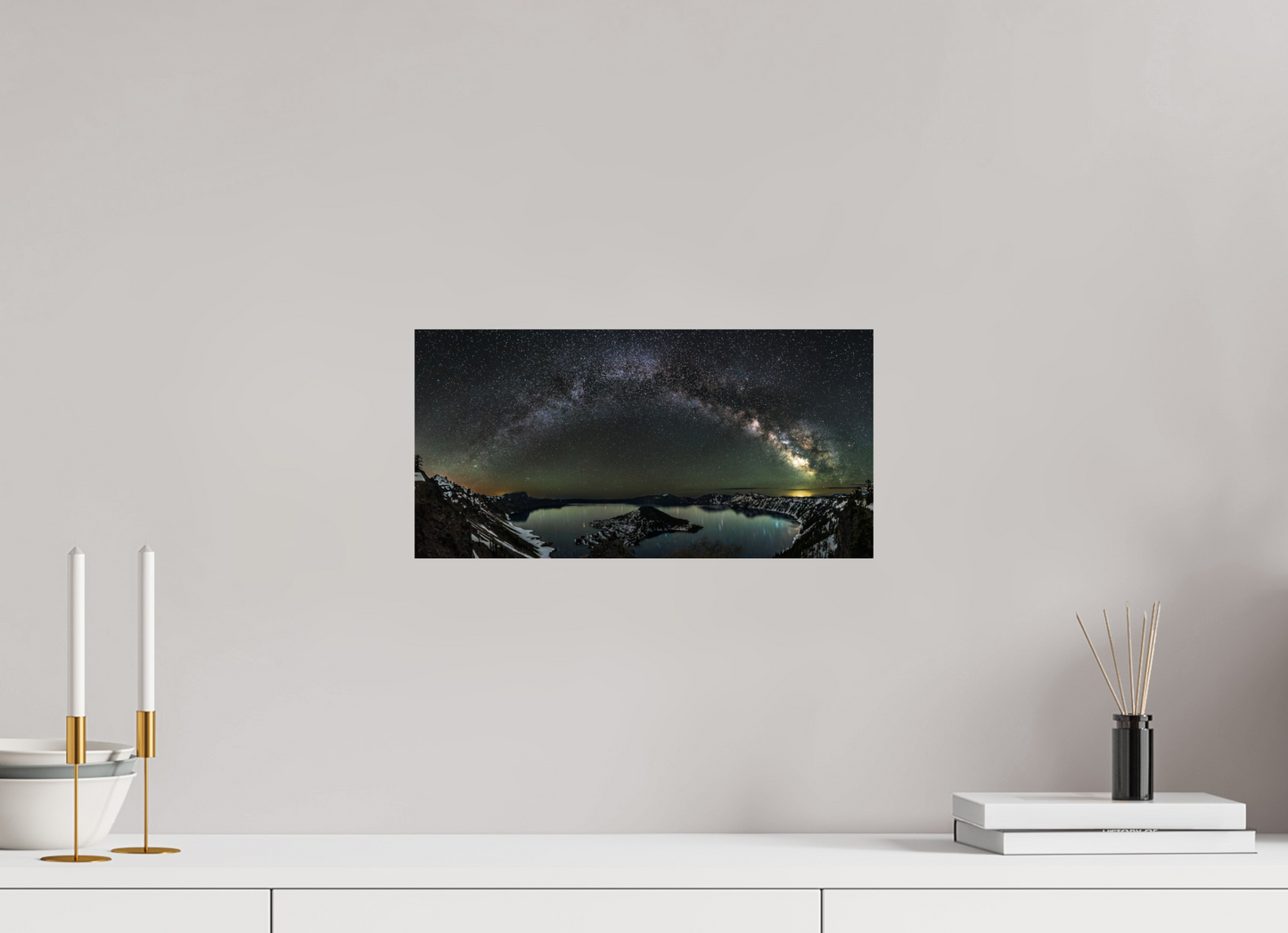 16 x 8″, Photo Print On Fuji Crystal DP II Milky Way Over Wizard Island – Crater Lake Night Panorama