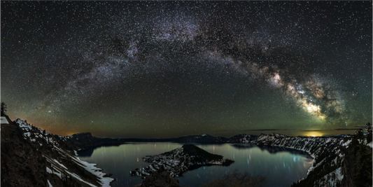 Main image Milky Way Over Wizard Island – Crater Lake Night Panorama